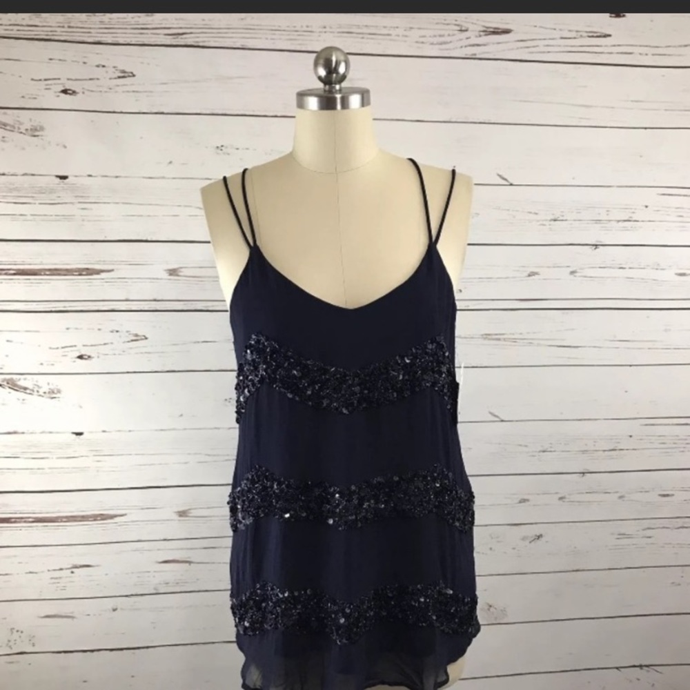 Willow and clay navy blue sequin top